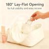180 lay Flat Makeup Bag for Women, Large Capacity Waterproof Machine Washable Open Flat Toiletry with 5 Divider and Handle for Travels & Daily (Green) view 4