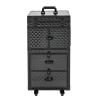 ACNAO Professional Rolling Makeup Case with Lock, 4-Layer Makeup Rolling Train Case with Retractable Tray and Wheels, Hairdressing Rolling Case for Hair Dryer, Cosmetic Supplies view 4