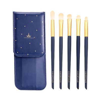 5-Piece Professional Eye Makeup Brush Set Ideal for Concealer, Eyebrow Makeup, And Eyeliner Application Features Soft Bristles and Injection-Molded Handles