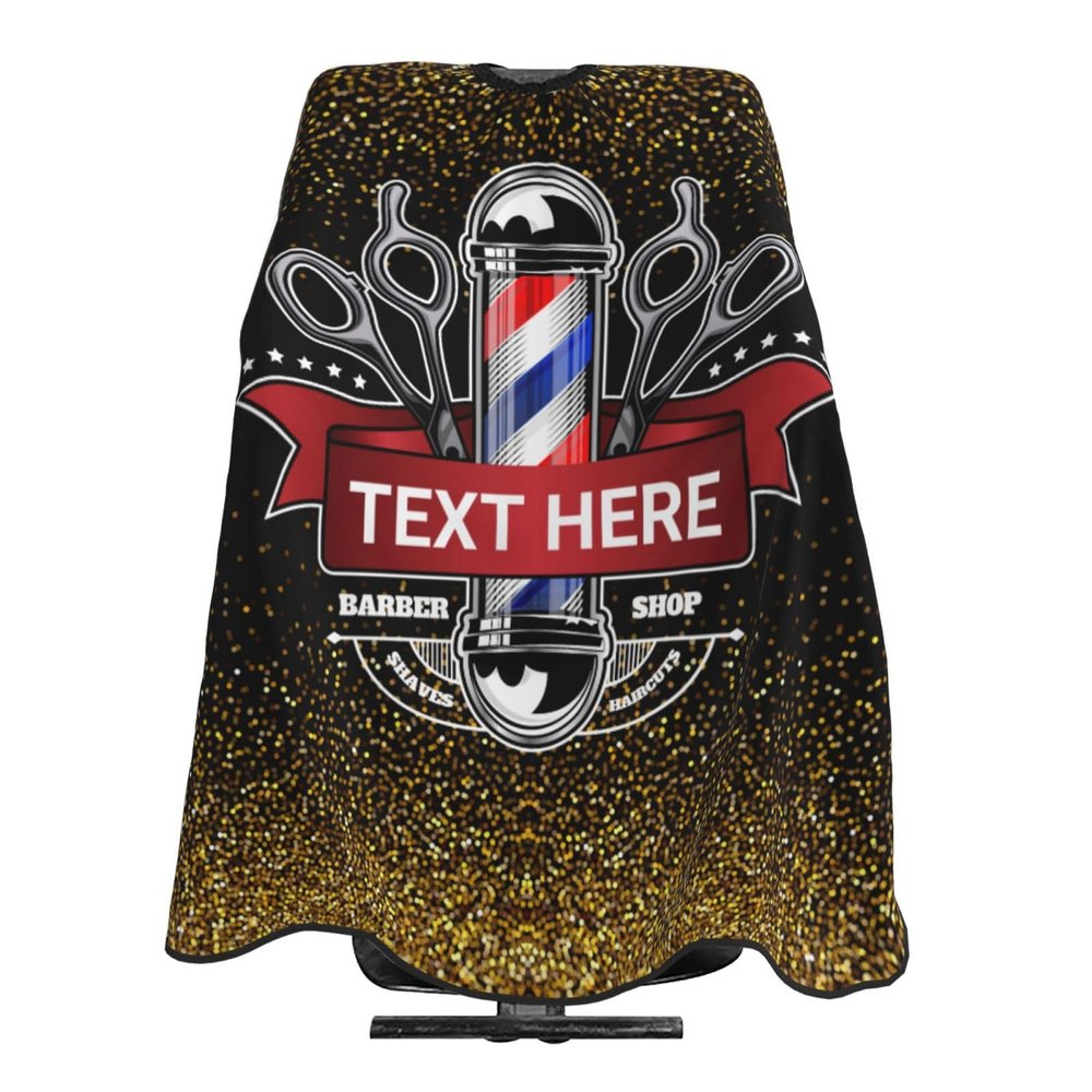 Custom Barber Cape for Men Personalized Glitter Barber Professional Hair Cutting Cape with Text Customized Salon Haircut Apron for Home Salon Barbershop