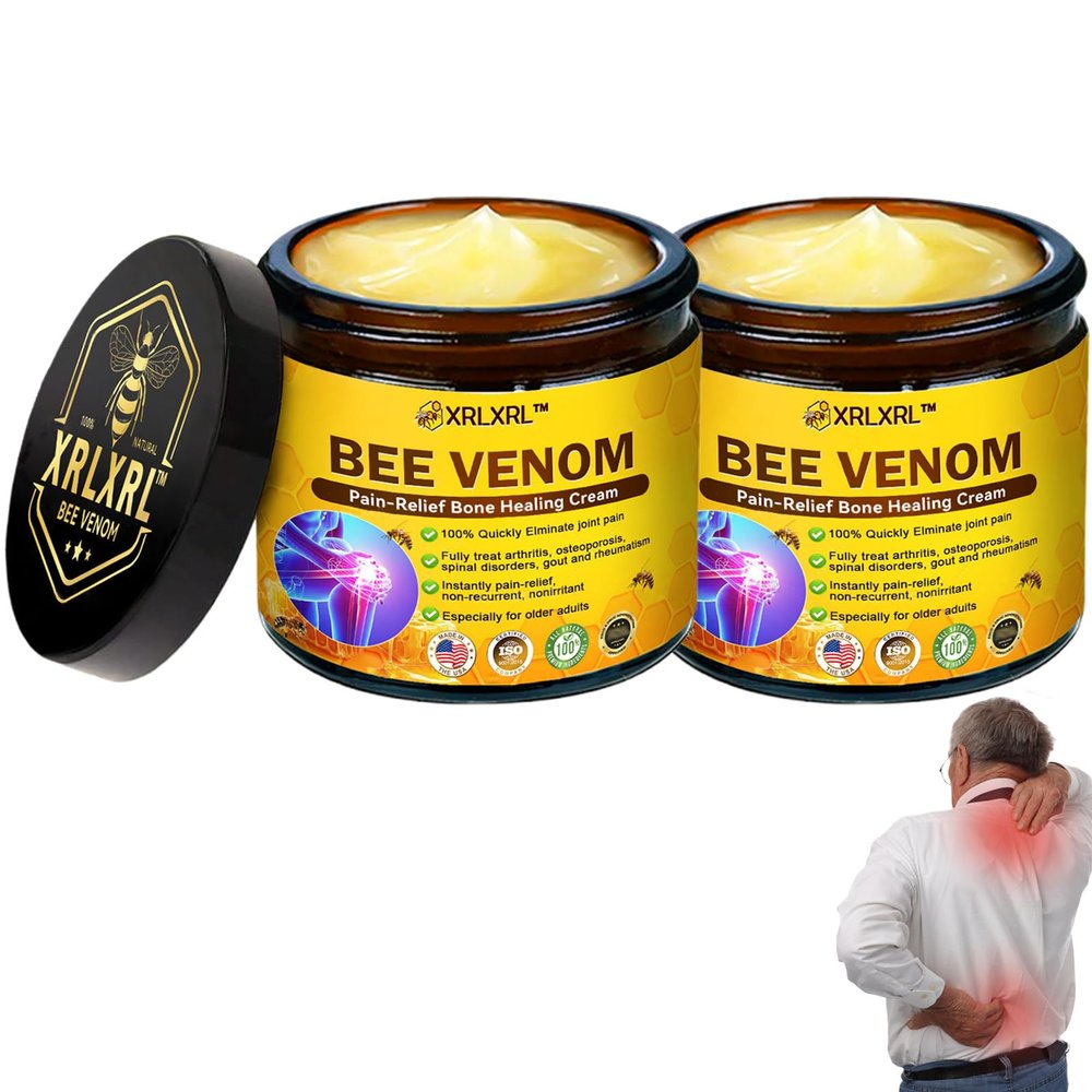 XRLXRL Bee Venom Pain Relief Bone Healing Cream, Professional Bee Venom Cream for Arthritis, Bee Venom Joint & Bone Therapy cream for Back, Knee, Hands, Neck, Feet, for All Skin Types (2 Bottle)