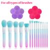 Elegaperma 2 Pcs Makeup Brush Cleaning Pad, Flower Makeup Brush Cleaning Mats with Suction Base, Textured Brush Cleaner Mat for Deep Cleansing Brushes Over Sink and Travel view 4