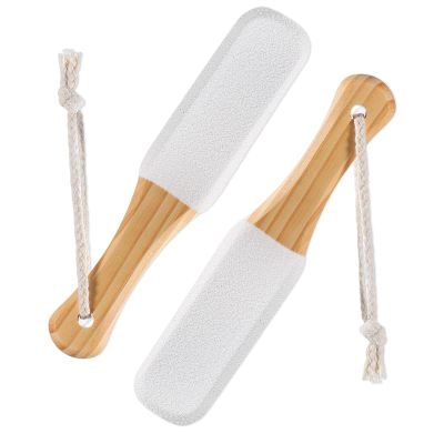 2 Pack Pumice Stone Foot File, Wooden Pedicure Foot Scrubber Feet Callus Remover for Dead Skin and Corns Pedicure Pumice Stone for Feet for Use in Shower Remove Corn Hard Skin