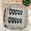 24Pcs Christmas Press on Nails Medium Almond Snowflake Fake Nails Aurora Snowflake Glue on Nails Winter Glitter Black Acrylic Nails for Women Holiday Nail Decoration view 3