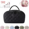 180 lay Flat Makeup Bag for Women, Large Capacity Waterproof Machine Washable Open Flat Toiletry with 5 Divider and Handle for Travels & Daily (Black) view 1