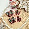 24Pcs Christmas Press on Nails Medium Almond Snowflake Xmas Tree Fake Nails Red Glitter Glue on Nails Glossy Acrylic Nails for Women Christmas Nail Decoration Supplies view 2