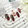 24Pcs Christmas Press on Nails Medium Almond Snowflake Xmas Tree Fake Nails Red Glitter Glue on Nails Glossy Acrylic Nails for Women Christmas Nail Decoration Supplies view 4
