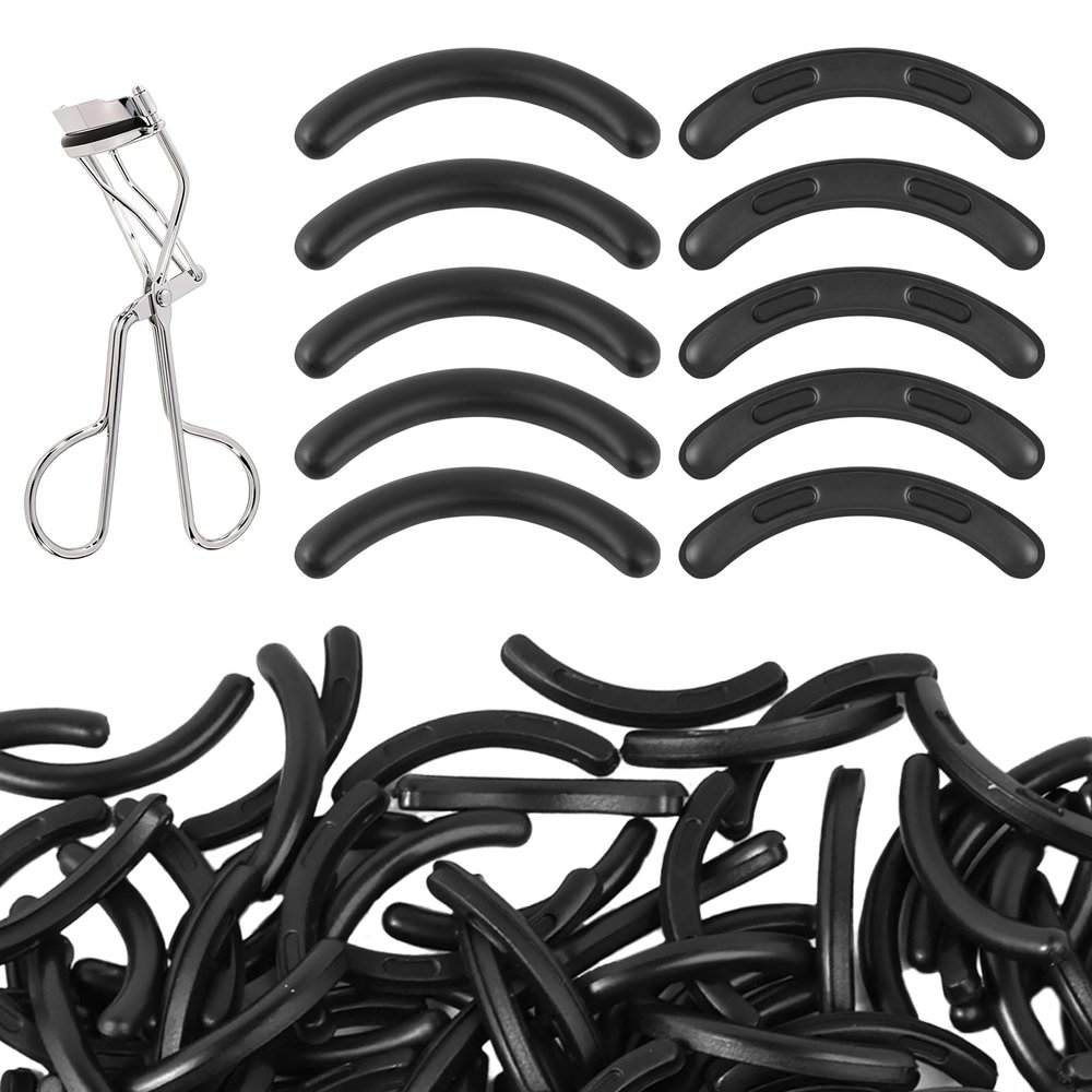 200 Pcs Eyelash Curler Refills for Tweezerman, High Elasticity Silicone Replacement Pads, Gentle & Safe, Black (Eyelash Curler Not Included)