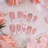 24Pcs French Tip Press on Nails Pink Bow Fake Nails With Rhinestones Glue on Nails Glossy Full Cover Acrylic Nails for Women Nail Decoration Nail Art Supplies view 4