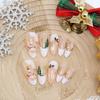 24Pcs Christmas France Tip Press on Nails Medium Almond Snowflake Snowman Xmas Tree Fake Nails Gold Star Glue on Nails Winter Full Cover Acrylic Nails for Women Christmas Nail Decoration view 2
