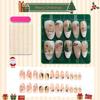 24Pcs Christmas France Tip Press on Nails Medium Almond Snowflake Snowman Xmas Tree Fake Nails Gold Star Glue on Nails Winter Full Cover Acrylic Nails for Women Christmas Nail Decoration view 4