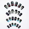 24Pcs Christmas Press on Nails Short Square Snowflake Snowman Fake Nails Black Christmas Glue on Nails Glitter Acrylic Nails for Women Winter Nail Decoration Supplies view 2