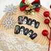 24Pcs Christmas Press on Nails Short Square Snowflake Snowman Fake Nails Black Christmas Glue on Nails Glitter Acrylic Nails for Women Winter Nail Decoration Supplies view 3