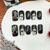 24Pcs Christmas Press on Nails Short Square Snowflake Snowman Fake Nails Black Christmas Glue on Nails Glitter Acrylic Nails for Women Winter Nail Decoration Supplies view 4