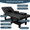 2000lbs Massage Table with Headrest, 75" L31" W21" H PU Leather Meatal Frame Massage Bed, Adjustable Spa Facial Bed for Beauty Makeup,WaxingT& Tattoo, Black view 3