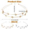 2 PCS Star Headbands for Women Gold & Silver Metal Double Layer Star Headband Silver Bridal Wedding Crown Headband Double Row Five-Pointed Glitter Stars Headpiece Elastic Hair Hoop for Women Tiara view 2