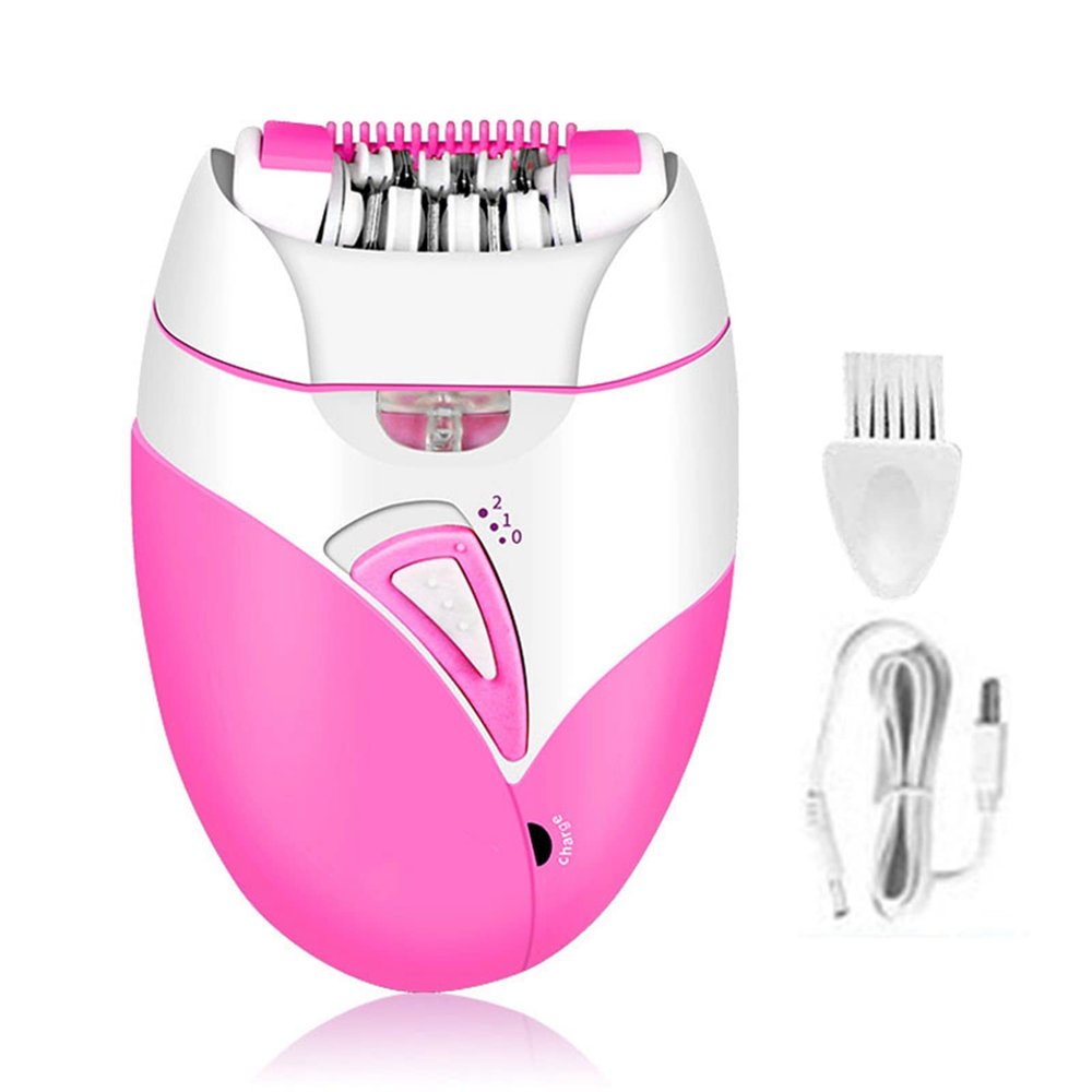 Phefop Portable Electric Epilator, 5V 3W Pink Hair Removal Epilator Rechargeable Arms Hair Shaver for Legs Armpit Face Bikini Area Men Women Travel Home
