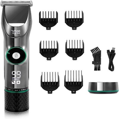 YHNNH Men's Professional Hair Clipper, Ceramic Blade, Waterproof Electric Cordless Clipper, Display Screen, Hair Clipper