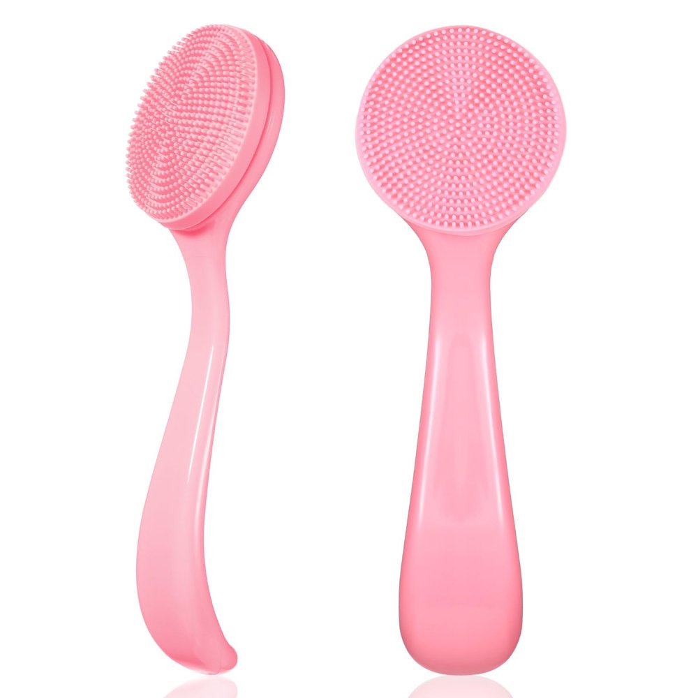 2 Pack Silicone Manual Cleansing Brush Skin Friendly Face Cleaner Brush Exfoliator Cleanser Soft Brushes Waterproof Face Scrubber Exfoliating Brushes for Blackheads Makeup Removal