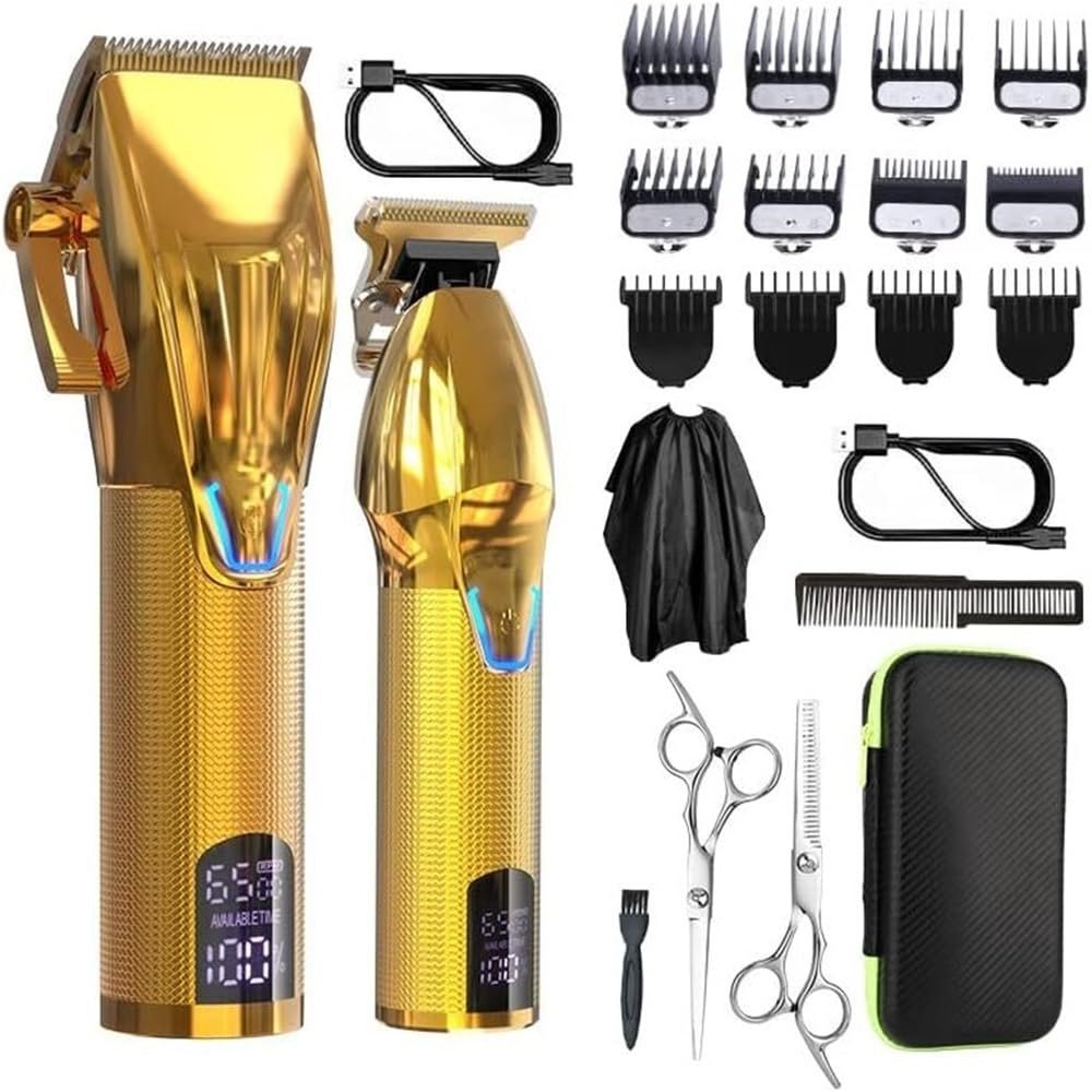 YHNNH Men's Professional Hair Clippers, 2-Pack, Cordless Electric Clippers for Barbers, Bald Head Haircutting Machine