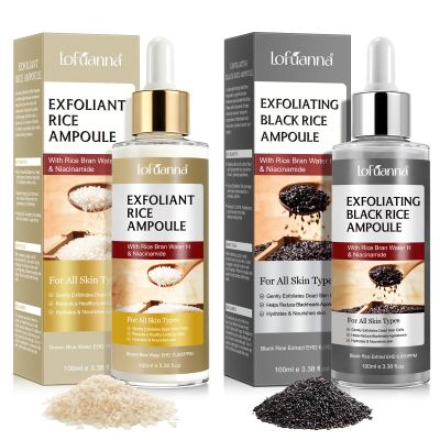 Rice Peel Shot Glow Rice Ampoule Duo, White And Black Rice Exfoliant For Face And Body, Peel Shot Glow Exfoliating Serum For All Skin Types, Gentle Peel + Pore Minimizing & Deep Hydration, 2pcs