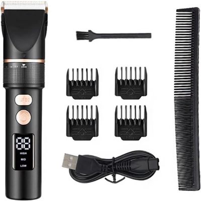 YHNNH Professional Hair Clippers for Men, Cordless Powerful Hair Clipper Barber Adjustable Trimmer LED Electric Cutter Machine Rechargeable Haircut