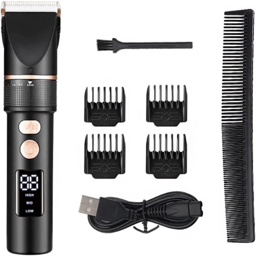YHNNH Professional Hair Clippers for Men, Cordless Powerful Hair Clipper Barber Adjustable Trimmer LED Electric Cutter Machine Rechargeable Haircut