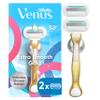 Gillette Venus Extra Smooth Sensitive Gold Women's Razor Handle + 2 Blade Refills, includes Shower Holder view 1