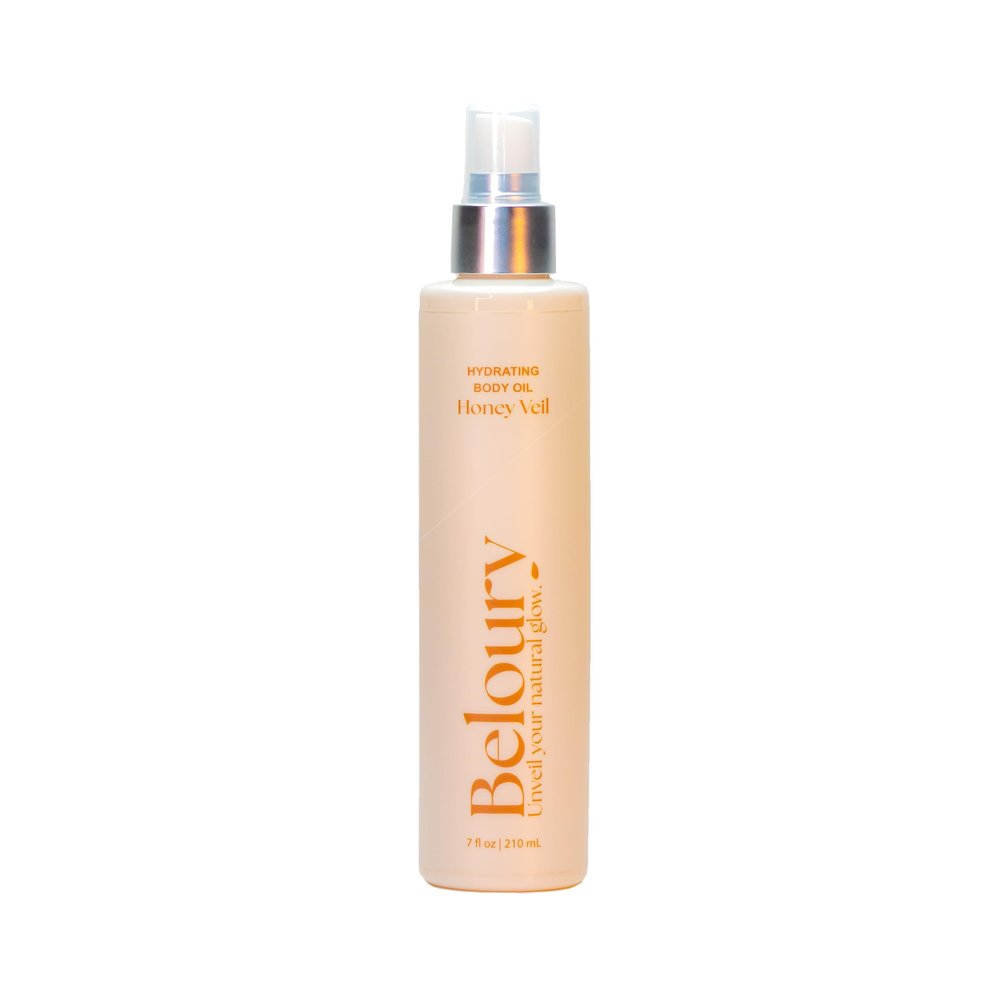 Beloury Honey Veil Hydrating Body Oil 7fl oz, Moisturizer for dry skin, Natural, With Argan Oil, Body Serum, After shower oil, Vegan, Nourishing, Clean Beauty, Paraben+Silicone free, Vitamin E