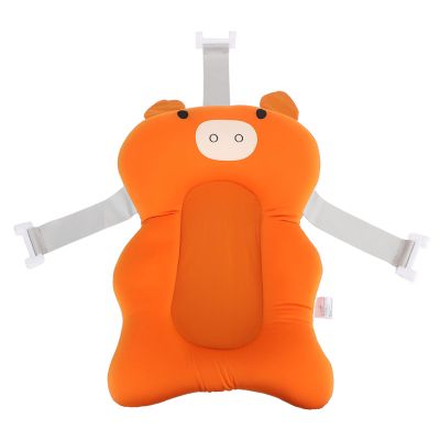 Baby Bath Support Cushion Super Soft Spine Support Infant Floating Bath Pillow Orange Pig Adjustable Non Slip Breathable Mesh for Newborn Toddler Bath Time Polyurethane Cotton 3D