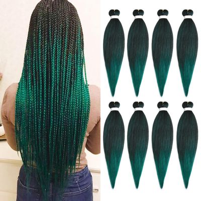 Ombre Green Pre Stretched Braiding Hair 20 inch 8 Packs 1B/Green#