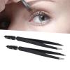 2PCS Eyebrow Tweezer Stainless Steel Ergonomic Design Professional Lash Tweezer For Eyelash Extensions And Eyebrow Grooming Black view 2