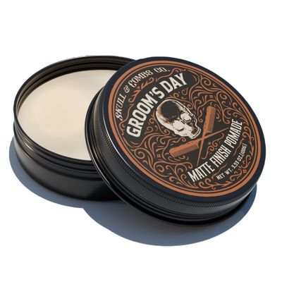 Skull & Combs Co. Grooms Day Pomade Matte Finish, Medium Hold Hair Pomade  Barber-Made Styling Cream for All Genders, Easy Wash Out, Clean, Fresh Scent 3.53 oz