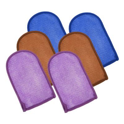 ABOOFAN 6pcs Thickened Exfoliating Shower Gloves Bath Mitts Skin Cleaning Gloves for All Skin Types Body Scrubbing Bathing in Blue Purple for Home Spa Dormitory Use