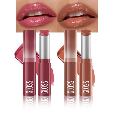 2Pcs Pink&Brown Honey Tinted Lip Stain Lip Balm Lip Gloss Lipstick, Sheer Hydrating Lip Stains Tint, Moisturizing Lip Color for All Skin Tones, Nourishing Lip Balm with a Hint of Natural Black Cherry