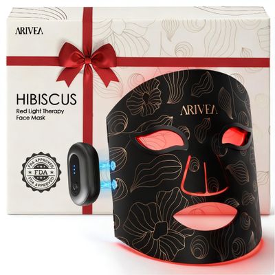 ARIVEA Red Light Therapy Mask for Face - 3 Modes LED Face Mask with Red, Blue & Infrared, Wireless & Rechargeable Light Therapy Device for Skin Care, Wrinkle & Anti-Aging, Home & Travel (Black)