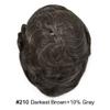 Swiss Lace Mens Toupee Hair System For Men Hair Replacement Durable Toupee For Men European Human Hair Pieces Natural Hairline #210 Darkest Brown+10% Gray-130% Medium Density 6"x8" view 2