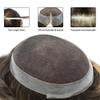 Swiss Lace Mens Toupee Hair System For Men Hair Replacement Durable Toupee For Men European Human Hair Pieces Natural Hairline #210 Darkest Brown+10% Gray-130% Medium Density 6"x8" view 3
