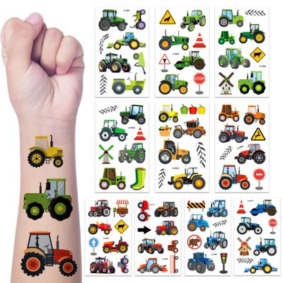 10 Sheet Temporary Tattoos for Kids, Tractor Party Favors, Kids Tattoos Temporary for Boys, Girls