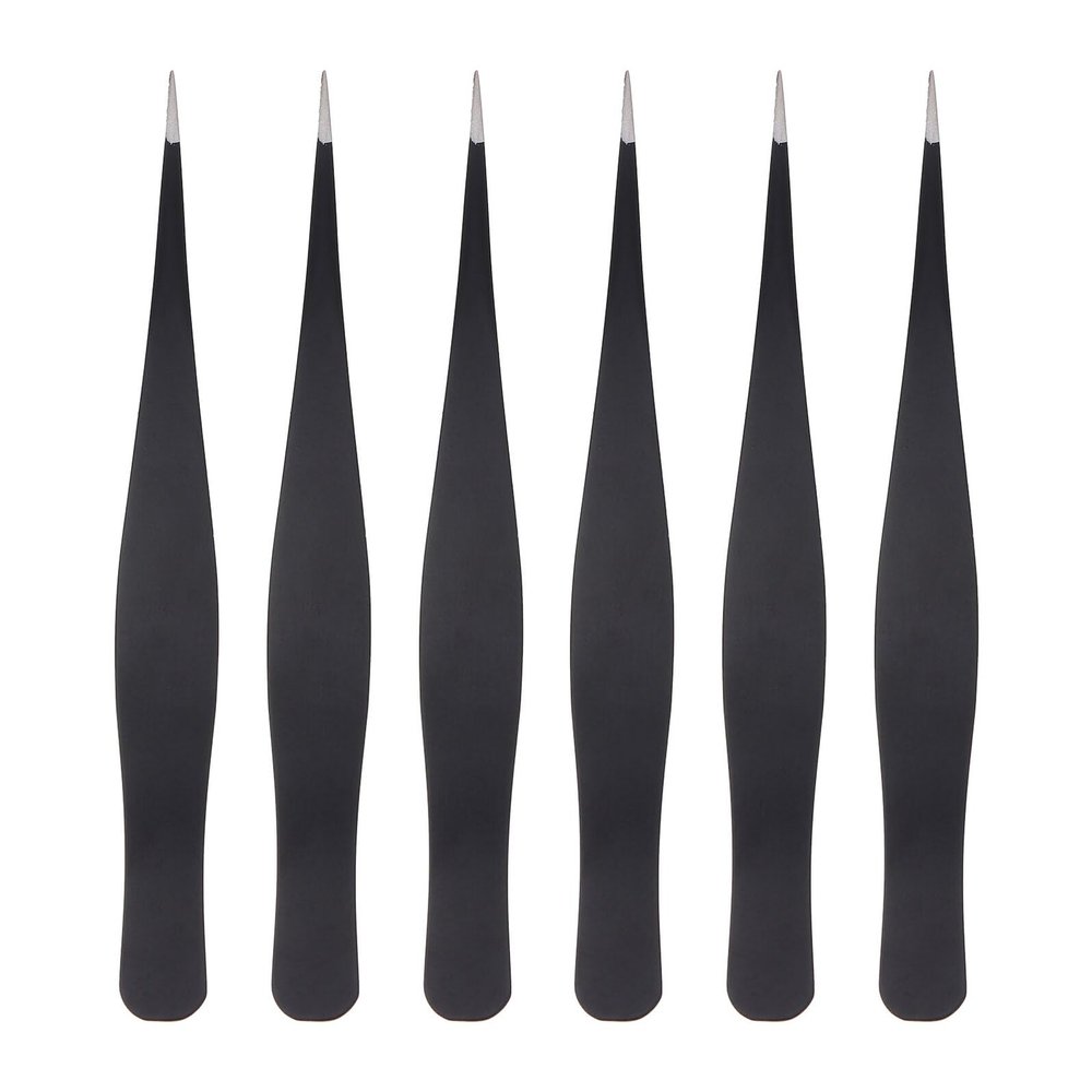 Cabilock 6pcs Stainless Steel Eyelash Tweezers for Makeup Eyelash Grafting Beauty Grooming Tools with Balanced Design for Precise False Lash Application and Removal