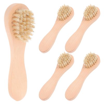ABOOFAN 5pcs Ultra-Soft Bristle Facial Cleansing Brush Manual Face Brush for Deep Pore Exfoliation and Makeup Removal with Comfortable Wood Handle for Women Skin Care and Massage