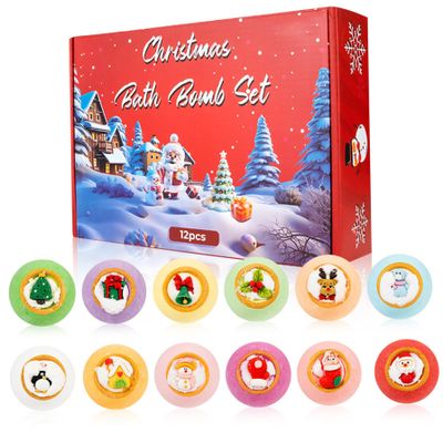 Christmas Bath Bombs, 12 Kids Bath Bombs Advent Calendar 2025 with Surprise Animal Toys Inside for Birthday Xmas Gifts Christmas, Kids, Advent Calendar
