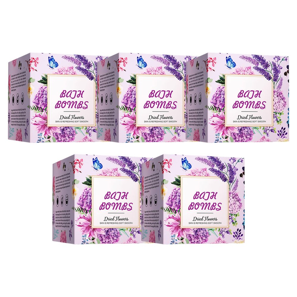ACSUSS Bath Bombs 5-Pack, Assorted Fruity Scents for Women, Moisturizing Fizzies with Essential Oils for Bath Time Lavender One Size