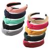 10 Pcs Top Knotted Headbands for Women and Girls, Wide Turban Headbands Fabric Hair Hoops, Head Wrap in Solid Color, Cross Knot Hair Bands Non-Slip,10 Colors view 1