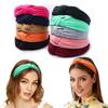 10 Pcs Top Knotted Headbands for Women and Girls, Wide Turban Headbands Fabric Hair Hoops, Head Wrap in Solid Color, Cross Knot Hair Bands Non-Slip,10 Colors view 4