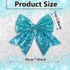 STGDAK 7'' Big Hair Bow Clips Blue Glitter Cheer Bows Sequin Cheerleading Bow For Hair Festivals Accessories For Girls Women Softball School view 2