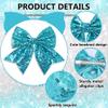 STGDAK 7'' Big Hair Bow Clips Blue Glitter Cheer Bows Sequin Cheerleading Bow For Hair Festivals Accessories For Girls Women Softball School view 3