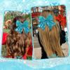 STGDAK 7'' Big Hair Bow Clips Blue Glitter Cheer Bows Sequin Cheerleading Bow For Hair Festivals Accessories For Girls Women Softball School view 4