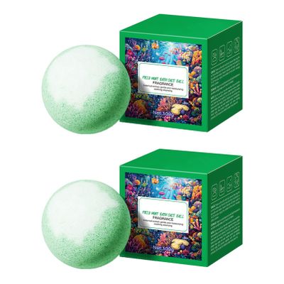 Alvivi Aromatherapy Bath Bombs 2-Pack, Fruit Scented Fizzies for Relaxation, Moisturizing Bubble Bath & Spa Gift for Her Mint One Size
