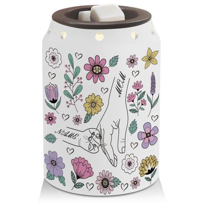 longlugoo Personalized Wax Warmer, Custom Baby Name Wildflower Decorations for Home, Ceramic Xmas Wax Melt Warmer, Xmas Decor for Living Room Kitchen Bathroom Home